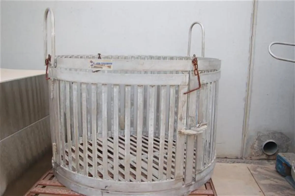 S/S CYLINDRICAL BASKET FOR COOKING TANK WITH OPENING SIDE, DIAMETER 1.12 M-1